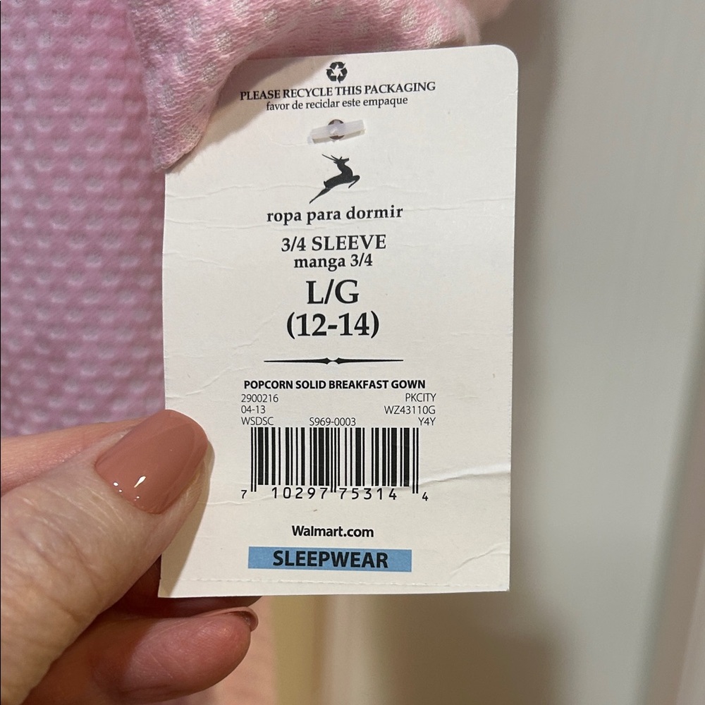 NWT White Stag Pink Textured & Embroidered Lightweight Robe - Picture 9 of 11